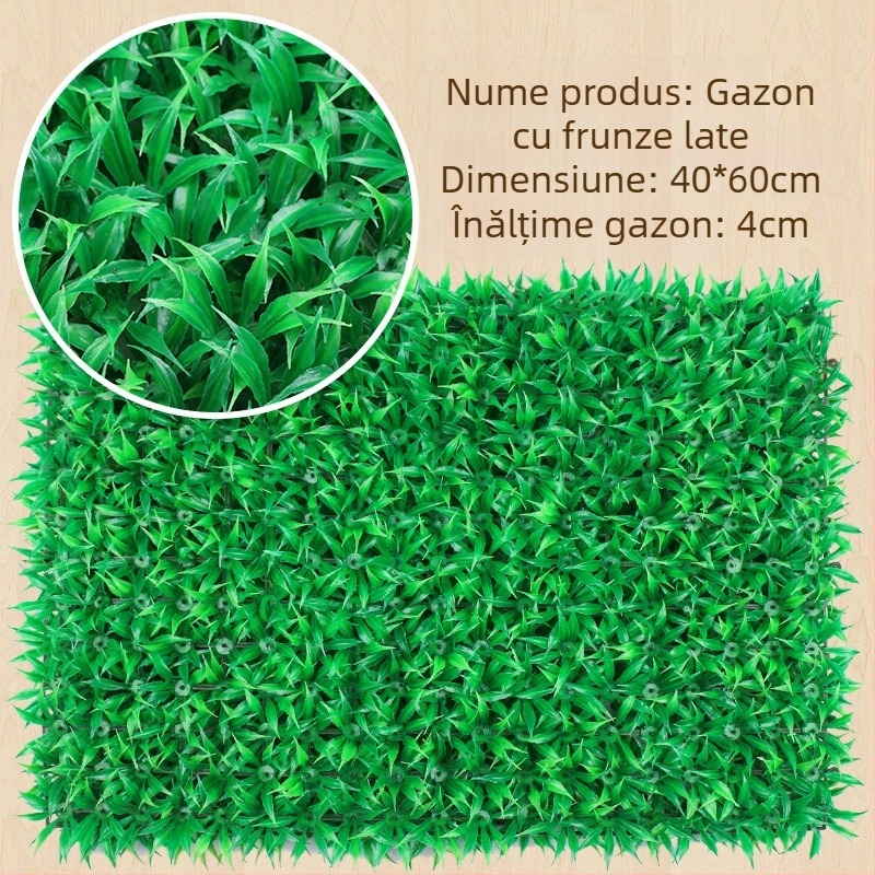 Perete vegetal artificial dens, cu gazon sintetic, decor pentru interior