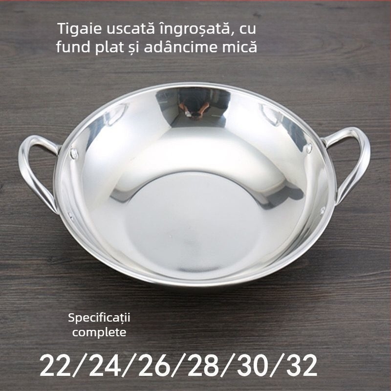 Vas din oțel inoxidabil cu fund plat, destinat uzului comercial în baruri; set compact pentru hot pot, dry pot și plită cu alcool.