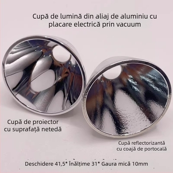 Cupă reflectorizantă din aluminiu cu acoperire electroplacată în vid, model C8, finisaj portocaliu coajă, 41.5x31x10 mm, compatibilă cu Cree XHP35/50/70LED