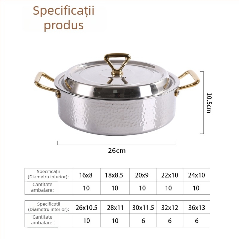 Vas Yin-Yang din oțel inoxidabil cu trei straturi, pentru hot pot, cu separator, compatibil cu plite cu inducție și gaz, pentru supă limpede, capacități 4,1-6 L și 2,1-4 L
