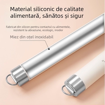 Rulă de aluat cu miez din oțel și acoperire din silicon alimentar, unealtă de coacere pentru gospodărie cu scară de măsurare