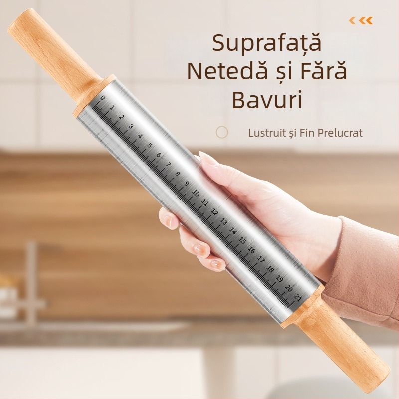 Sucitor din oțel inoxidabil 304, mâner din lemn și scară de măsurare – bucătărie