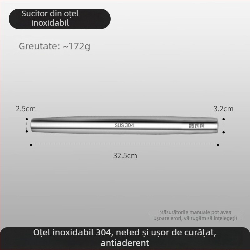 Rulou din oțel inoxidabil 304, pentru uz culinar, pentru aluat și foi de găluște