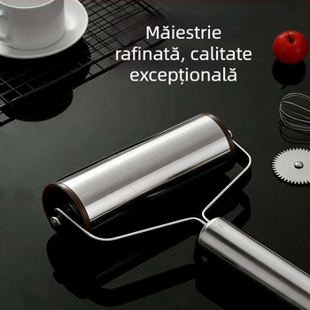 Rolă din oțel inoxidabil pentru foi de aluat pentru gyoza, design cu o singură mână, economie de efort
