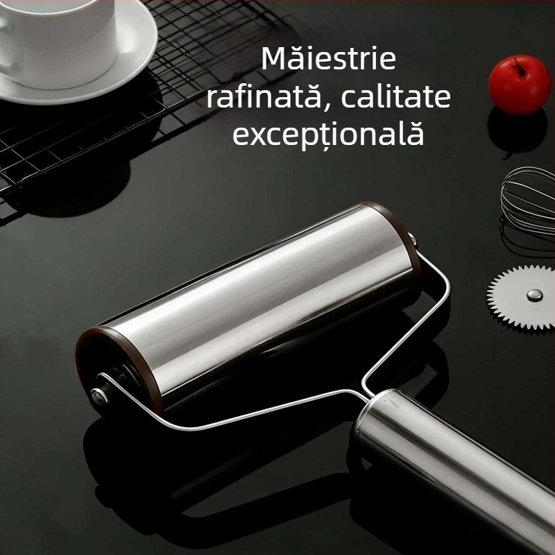 Rolă din oțel inoxidabil pentru foi de aluat pentru gyoza, design cu o singură mână, economie de efort