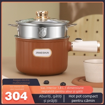 Oală electrică multifuncțională din oțel inoxidabil 304, 2L, pentru uz casnic și în cămine, oală pentru tăiței instant și hot pot, toate într-un singur aparat inteligent
