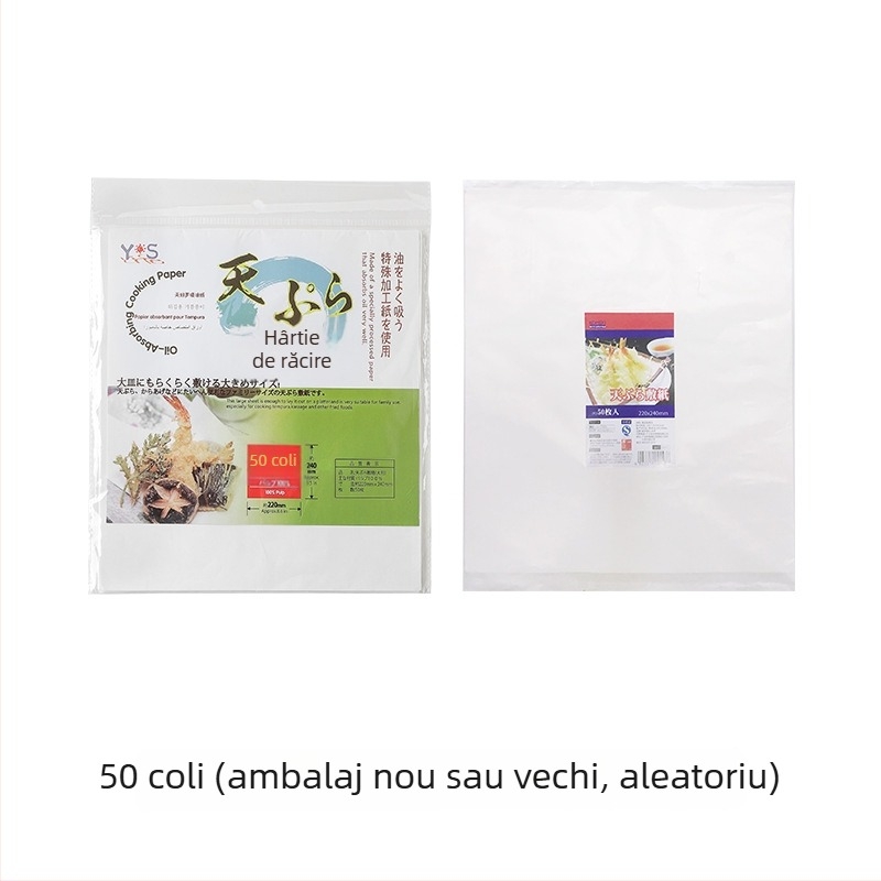 Hartie absorbantă pentru ulei, 50 de foi, pentru bucătărie, cu acoperire din silicon pentru coacere, potrivită pentru prăjit pui, cartofi prăjiți, tempura, coacere, grătar