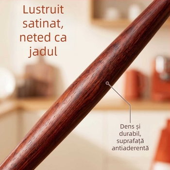 Rulou de aluat din lemn de santal mov, rulă mare din lemn pentru foi de găluște, vârf ascusit