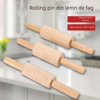 Roller din lemn cu mâner unic, pentru aluat — rulare ușoară, ideal pentru foi de baozi