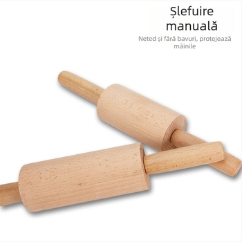 Roller din lemn cu mâner unic, pentru aluat — rulare ușoară, ideal pentru foi de baozi