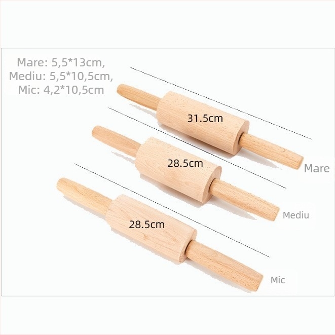 Roller din lemn cu mâner unic, pentru aluat — rulare ușoară, ideal pentru foi de baozi