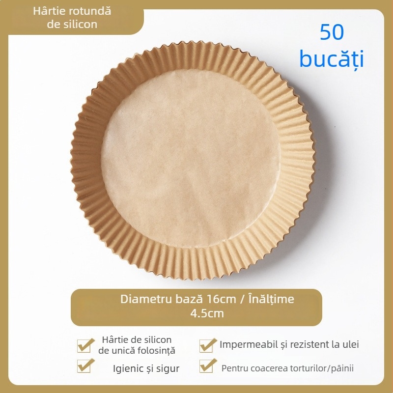 Hârtie de copt din silicon, antiaderentă, absorbantă de ulei, pentru friteuză cu aer