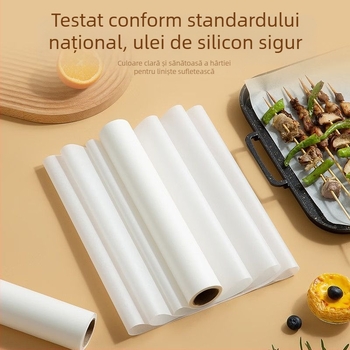 Hârtie de copt cu două fețe, absorbind uleiul, pentru grătar și cuptor, rezistentă la ulei și antiaderentă, hârtie de copt cu strat siliconat pentru uz casnic