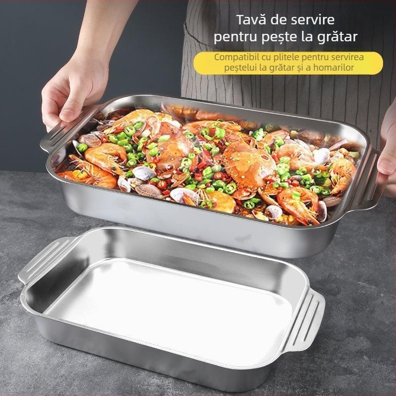 Placă/gril din oțel inoxidabil, capacitate mare, compatibilă cu plitele cu inducție, platou pentru fructe de mare și homar, grill multifuncțional