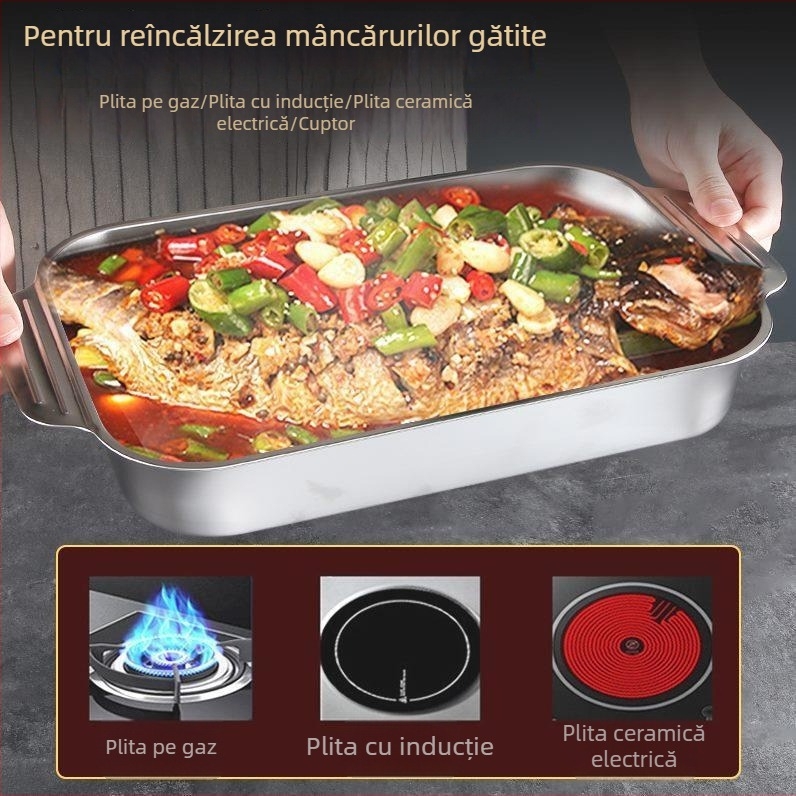 Placă/gril din oțel inoxidabil, capacitate mare, compatibilă cu plitele cu inducție, platou pentru fructe de mare și homar, grill multifuncțional