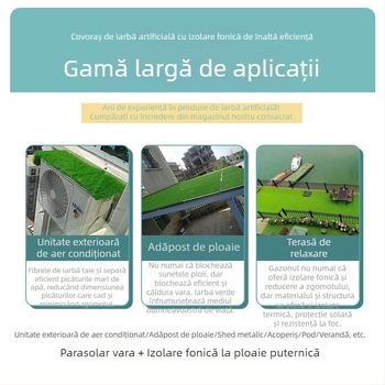 Covor izolator fonic pentru adăpost de ploaie, gazon artificial, impermeabil, izolație pentru aer condiționat, podea din gazon pentru acoperiș