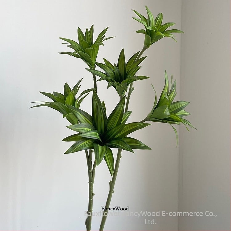 Porto liliu artificial cu bambus, mică plantă verde pentru design de showroom, flori de afaceri, recuzită pentru fotografii