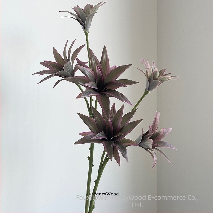 Porto liliu artificial cu bambus, mică plantă verde pentru design de showroom, flori de afaceri, recuzită pentru fotografii