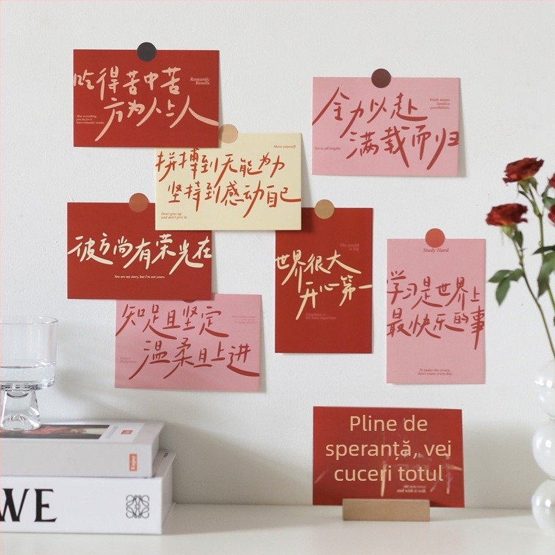 Autocolant de perete minimalist în stil Ins cu motto-ul Cu cât muncești mai mult, cu atât ești mai norocos – artă de tip carte poștală pentru dormitor, decor interior