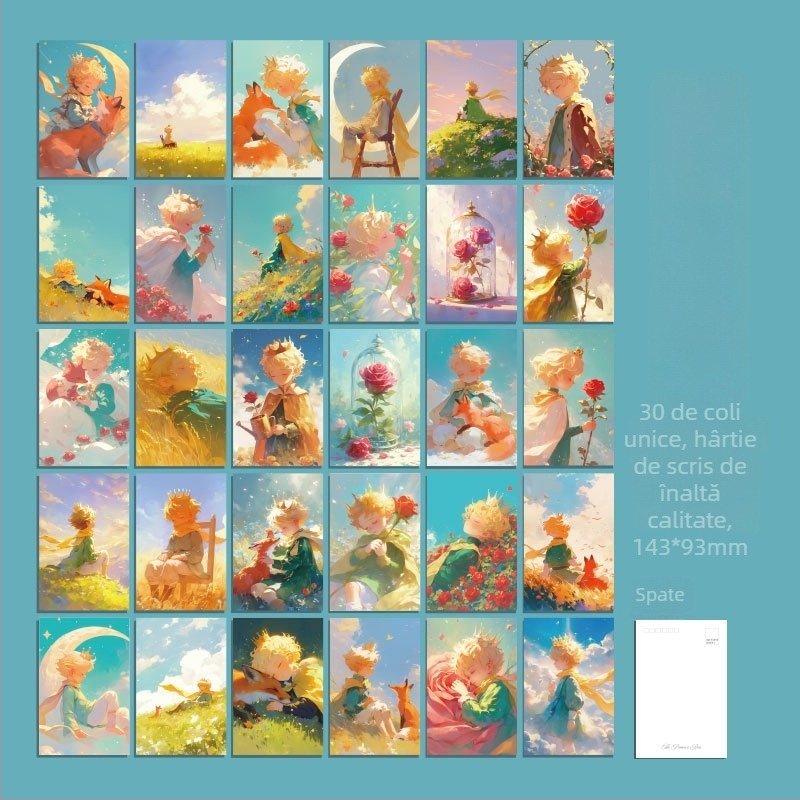 Mr. Paper set de cărți poștale în cutie – seria Prințul Rozelor, decor mural în stil artistic, colaj și card de felicitare