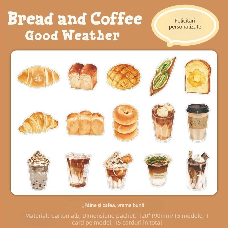 Infeel.Me carte poștală de formă neobișnuită, seria Bread Coffee Good Weather, ceai de după-amiază american, card de notițe