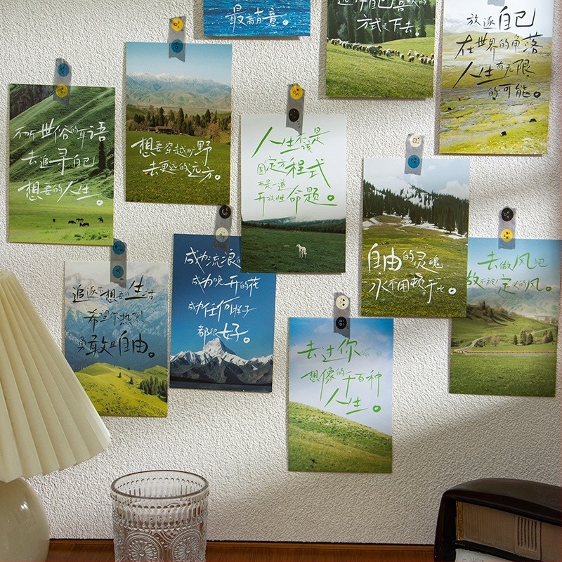Qingheji Life: Set de cărți poștale într-o cutie, mesaje inspiraționale pentru zilele de naștere