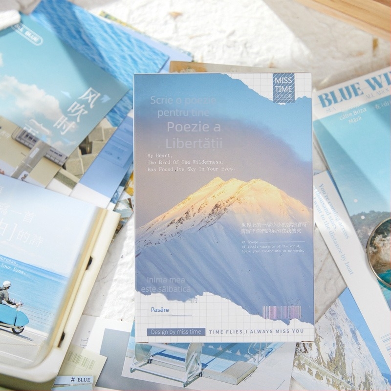 Set de cărți poștale pentru scrierea poeziilor — decor de perete cu peisaje montane, râuri, lacuri și mări, în stil Instagram