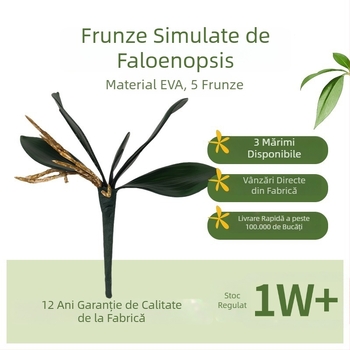 Frunze artificiale de Phalaenopsis EVA, verde închis, pentru decor în casă și hoteluri