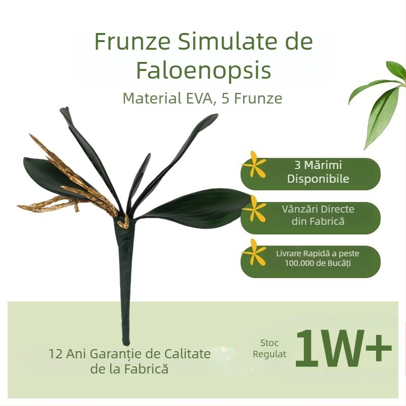 Frunze artificiale de Phalaenopsis EVA, verde închis, pentru decor în casă și hoteluri
