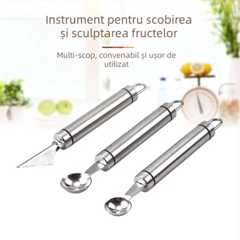 Oțel inoxidabil – unealtă multifuncțională pentru fructe: lingură pentru bile de pepene, tăietor de fructe și cuțit de sculptură