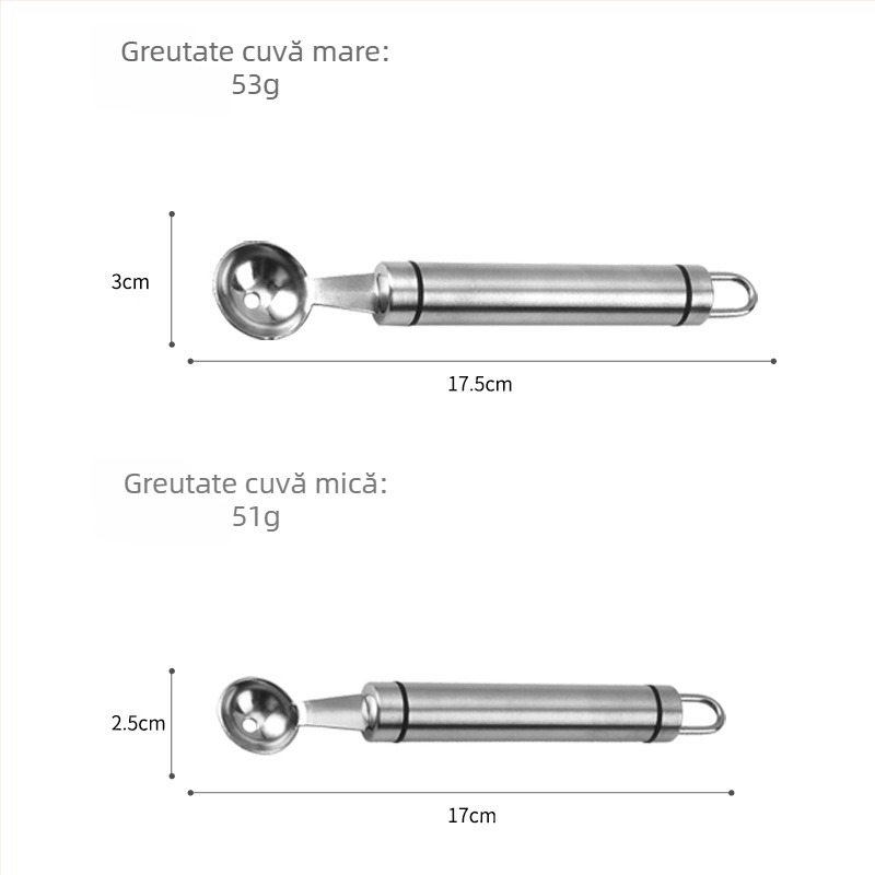 Oțel inoxidabil – unealtă multifuncțională pentru fructe: lingură pentru bile de pepene, tăietor de fructe și cuțit de sculptură