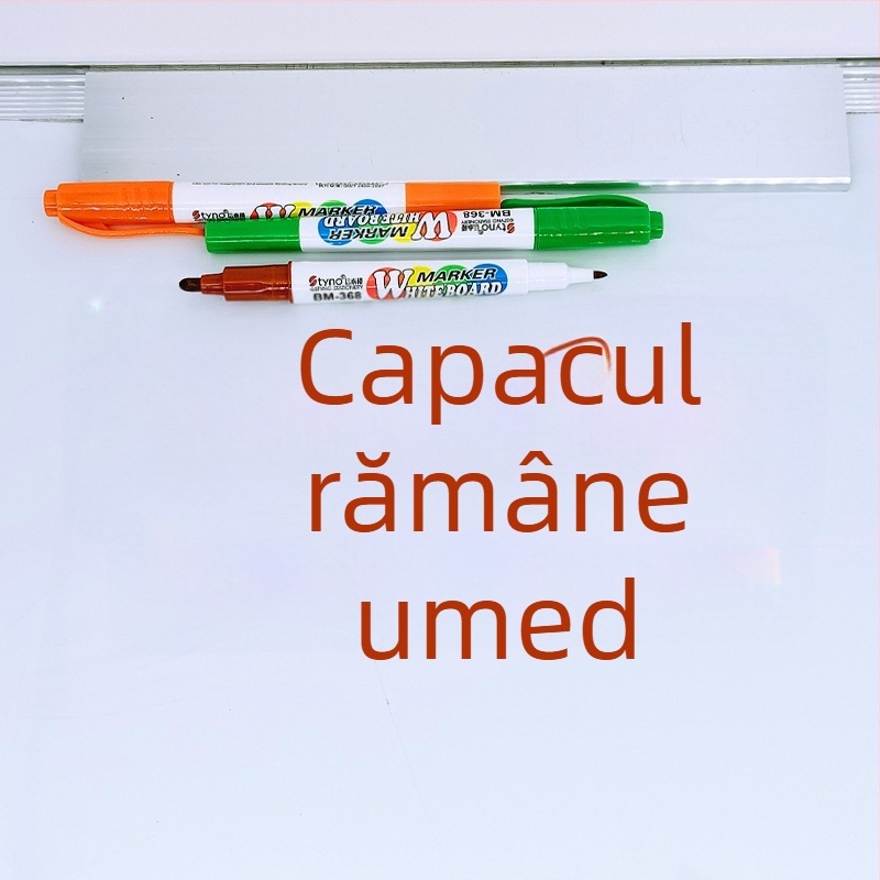 Marker pentru tablă albă, set de 8 culori, vârf dublu (de grosime) - gros și subțire, pe bază de apă, ștergibil, pentru birou și casă