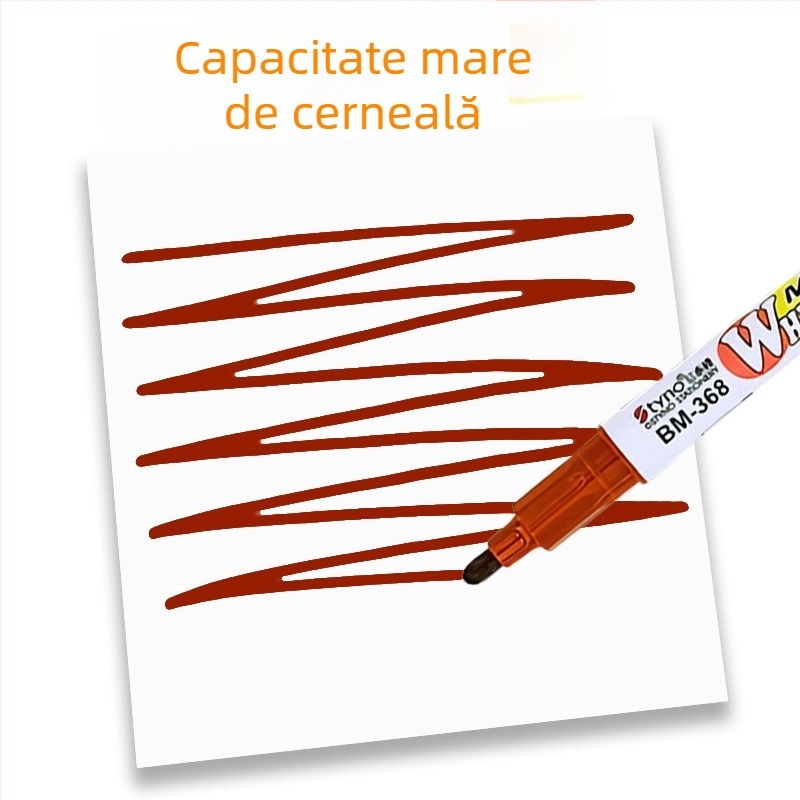 Marker pentru tablă albă, set de 8 culori, vârf dublu (de grosime) - gros și subțire, pe bază de apă, ștergibil, pentru birou și casă