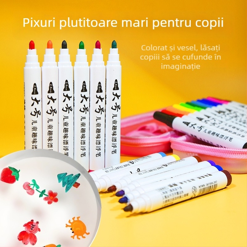 12 culori markere pe bază de apă pentru tabla albă