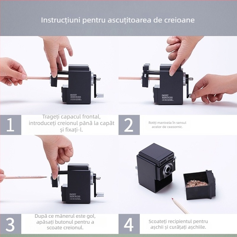 Deli 0668 ascuțitor de creioane cu deschidere dublă și design retro de cameră, mecanism manual, pentru elevi