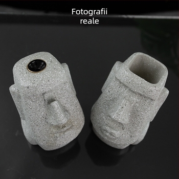 Moai inspirat, suport haios pentru ochelari, statuetă din rășină, suport decorativ pentru pixuri și arzător de tămâie cu flux invers pentru birou