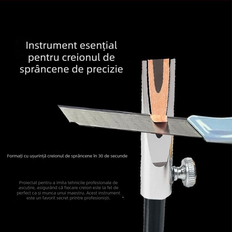Ascuțitor dublu pentru creion, pentru sprâncene, instrument cilindric pentru tatuaje, corp din lemn cu canelură metalică în formă de U