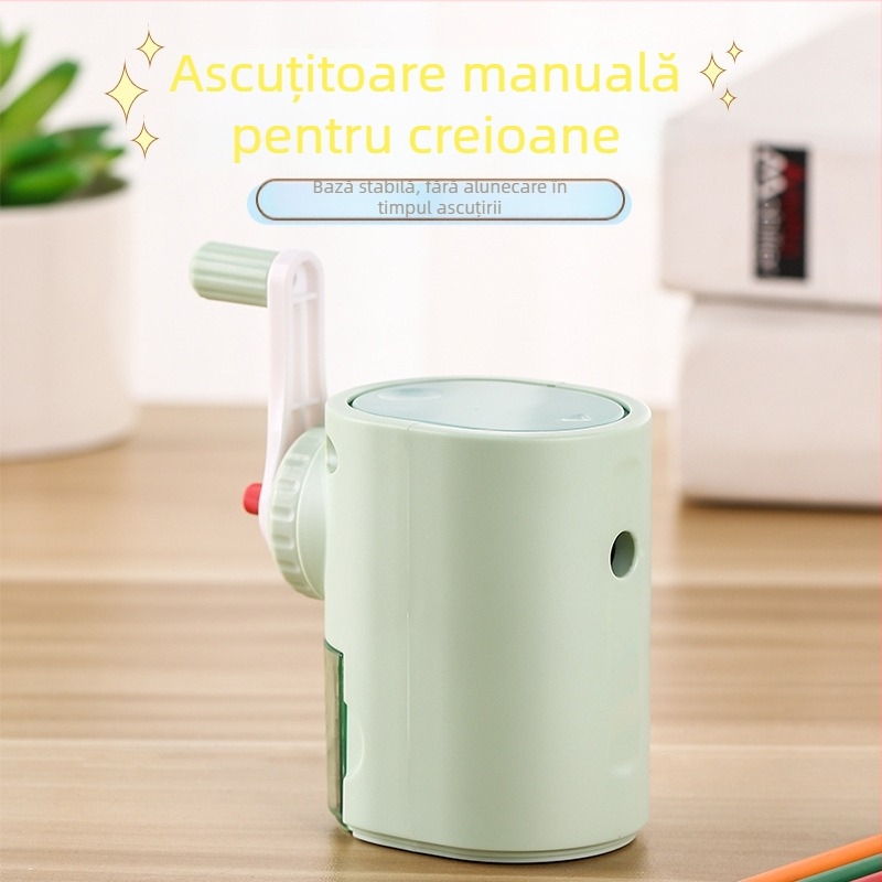 Dingbang 8688 Ascuțitor de creioane manual, în nuanțe pastel, mecanism anti blocare și grosime reglabilă, portabil și practic