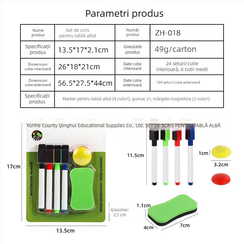 Youyuebao Markeri magnetici pentru tablă albă pe bază de apă – set colorat pentru birou și clasă