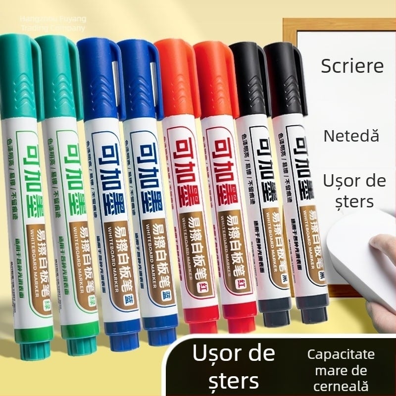 Marker pentru tablă albă, pe bază de apă, șters, în culorile roșu, albastru și verde, cu capacitate mare, pentru copii și profesori.