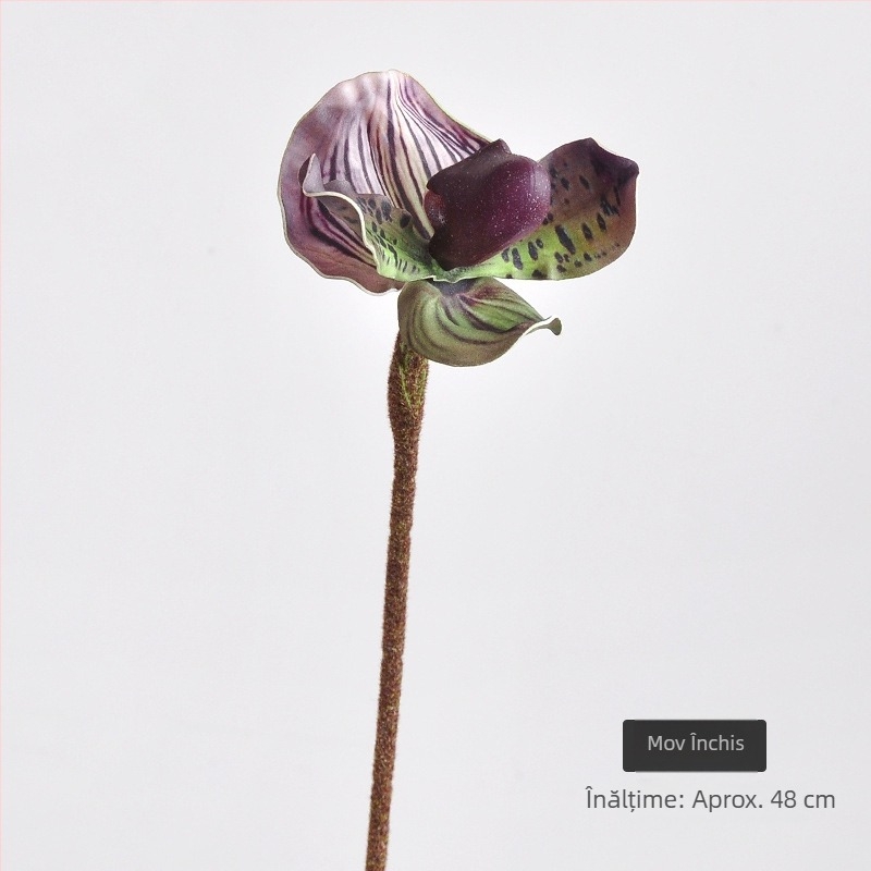 Orhidee Phalaenopsis artificială, tulpină unică în ghiveci de interior, buchet decorativ pentru nunți și ședințe foto