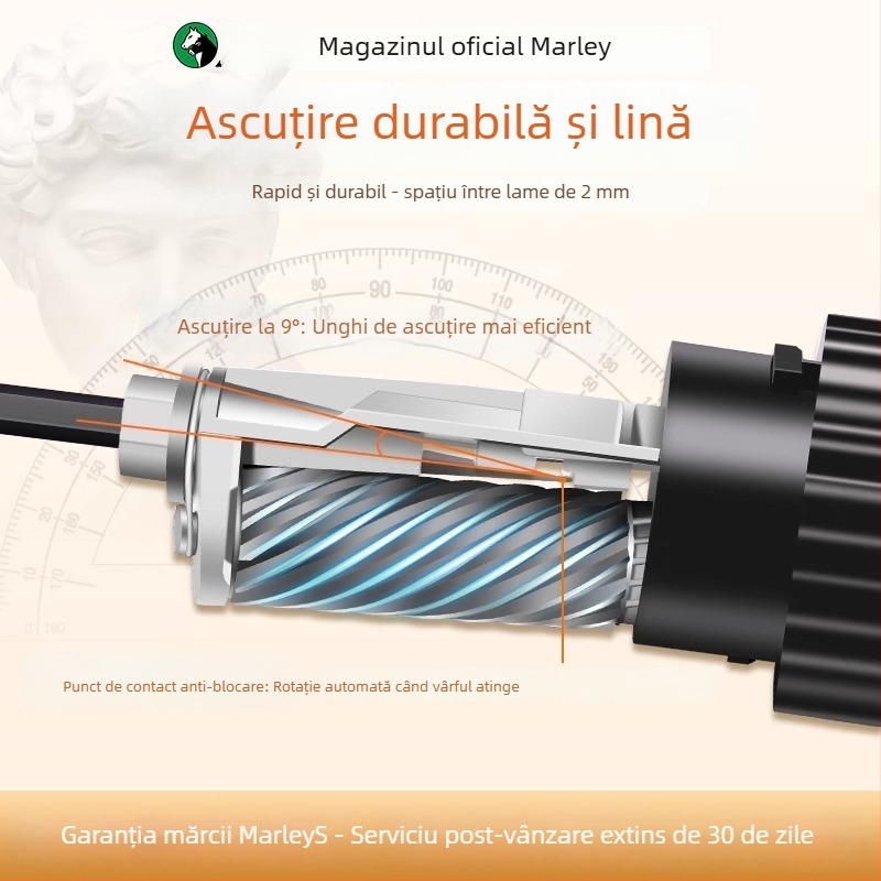 Magritte 0615 Ascuțitoare portabilă de creioane, manuală, pentru copii, pentru elevi de școală primară și studenți la artă