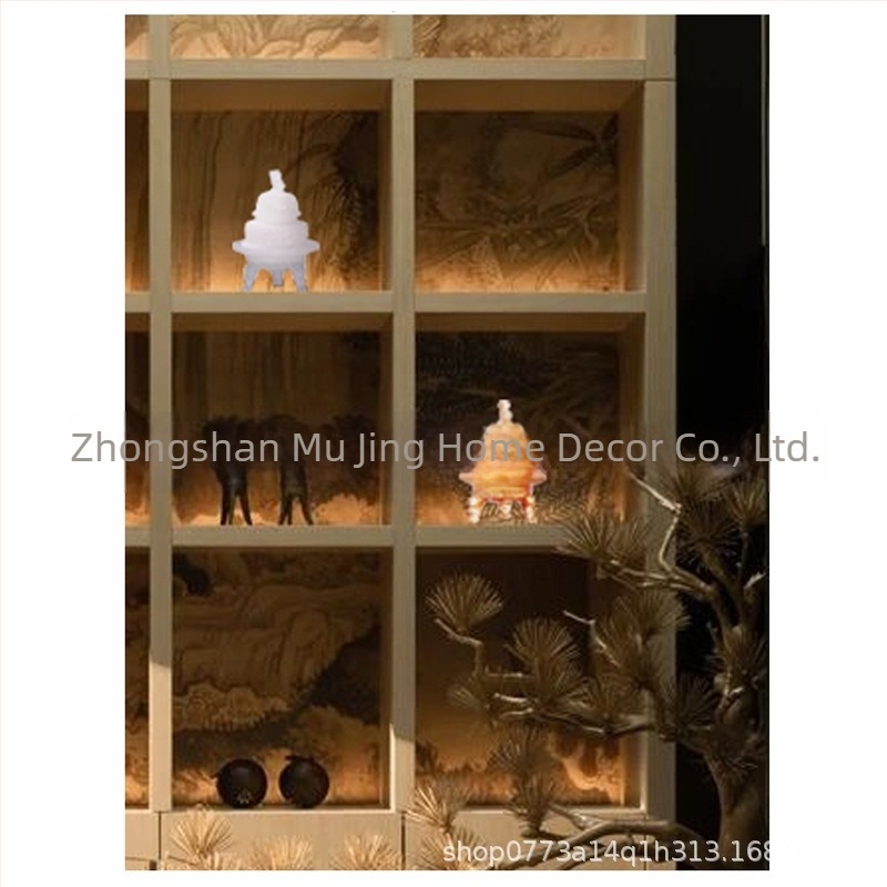 Aprinzător de tămâie cu inspirație Zen, în stil chinezesc nou, culoare ceai, obiect decorativ lucrat manual pentru bibliotecă, vitrină și masă de cafea, decor de casă în stil chinezesc