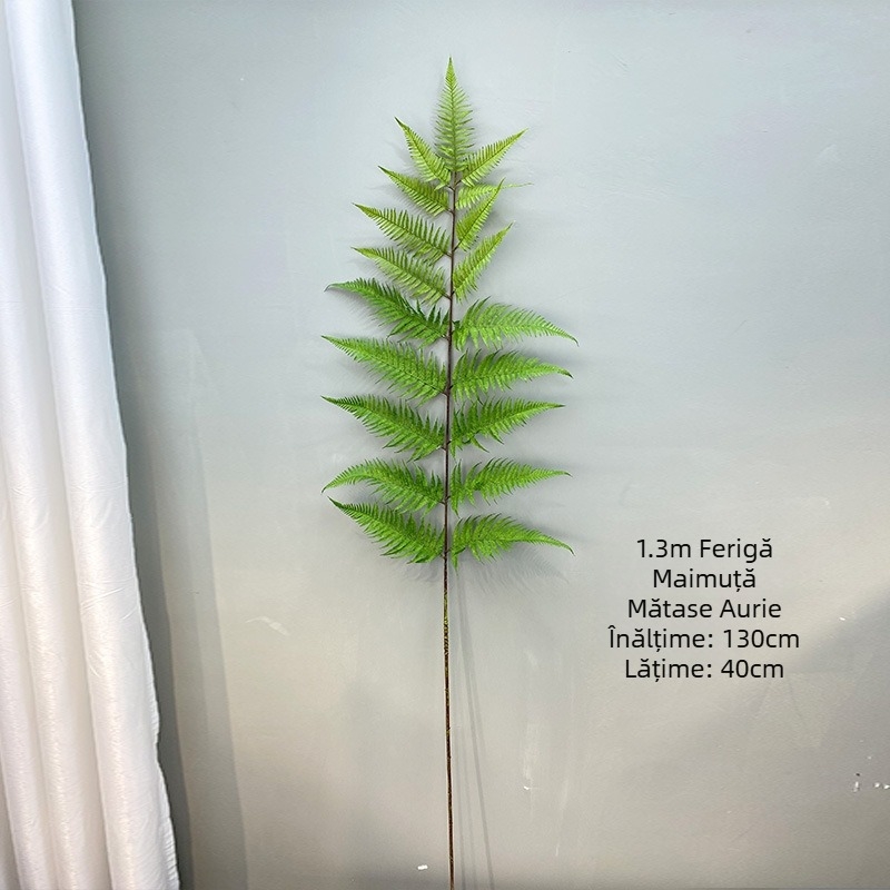 Plantă artificială verde, tulpină unică, ferigă maimuță aurie și ferigă câine aurie, decor pentru casă și recuzită fotografică, foarte realistă