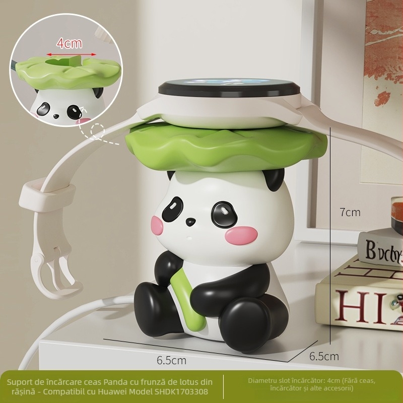 Panda adorabil din desene animate – stație de încărcare pentru ceas, suport pentru noptiere și birou, mic ornament cadou de ziua de naștere