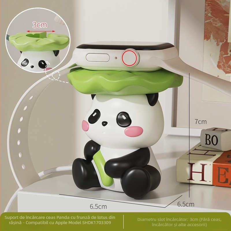 Panda adorabil din desene animate – stație de încărcare pentru ceas, suport pentru noptiere și birou, mic ornament cadou de ziua de naștere