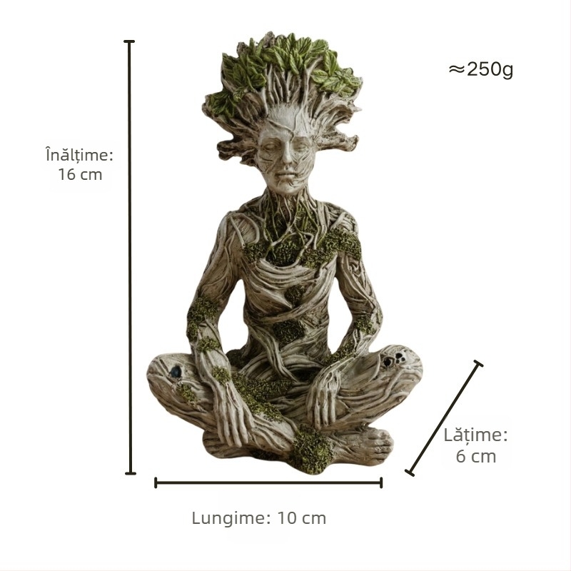 Ornament din rășină cu Spiritul Copacului Zen pentru sala de yoga, cafenea și terasă