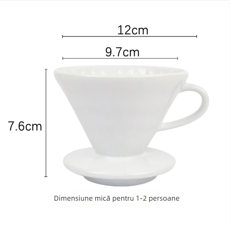 Dripper din porțelan pentru cafea V60 pour-over, echipament de filtrare