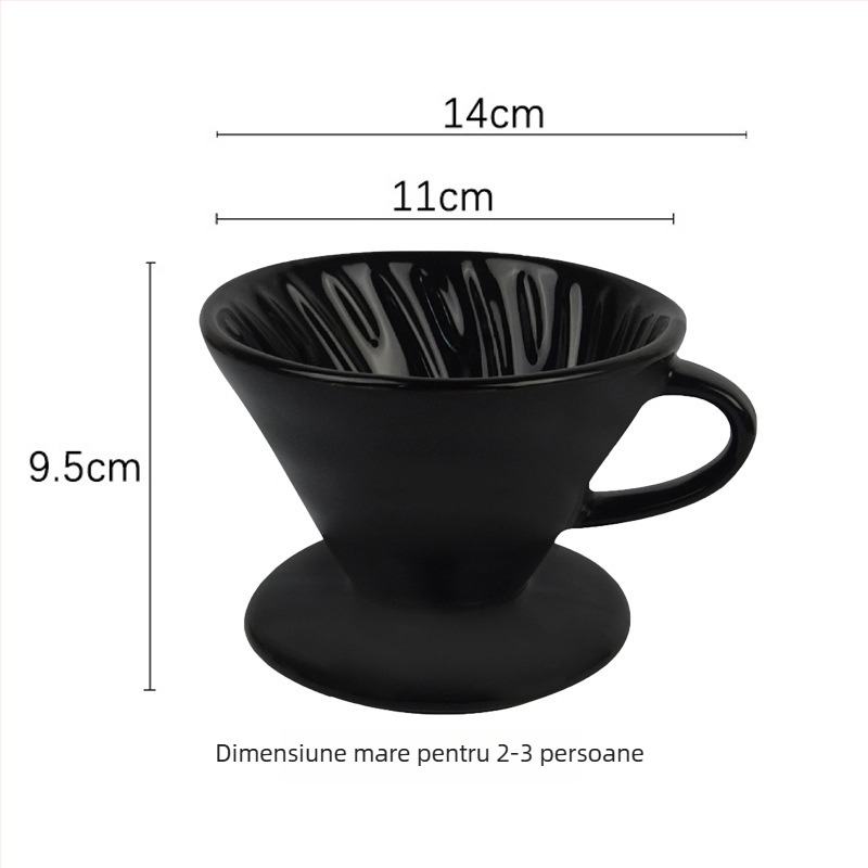 Dripper din porțelan pentru cafea V60 pour-over, echipament de filtrare