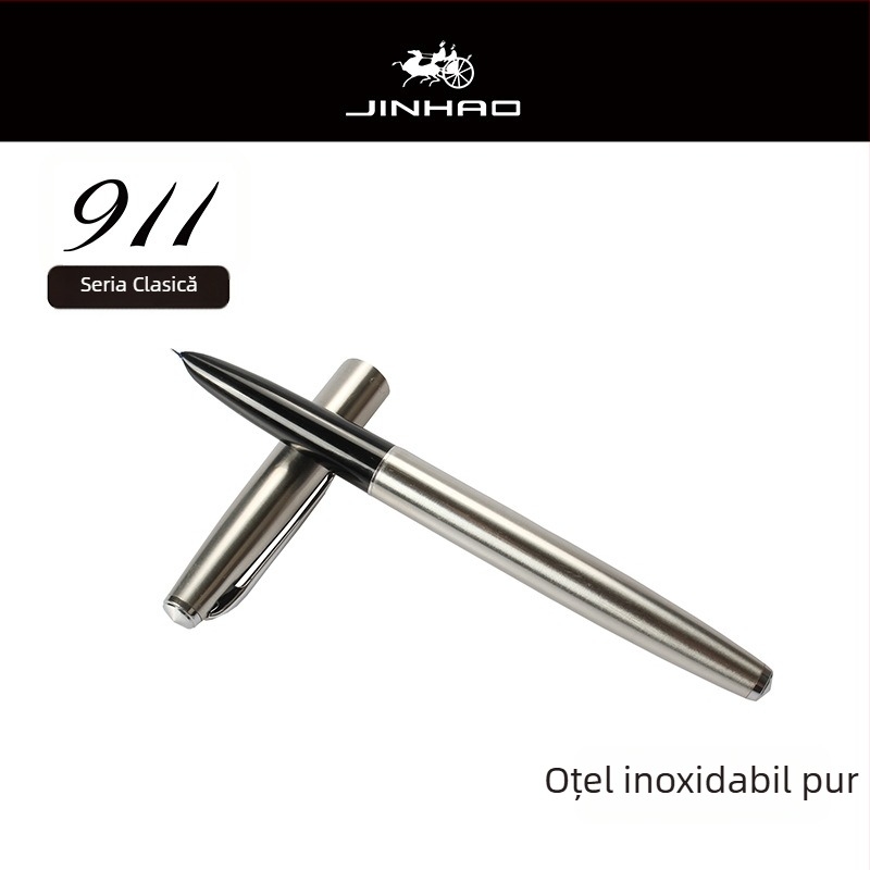 Jinhao 911 stilou pentru elevi, poziție corectă de scriere, unisex, cu sac de cerneală înlocuibil și logo gravat